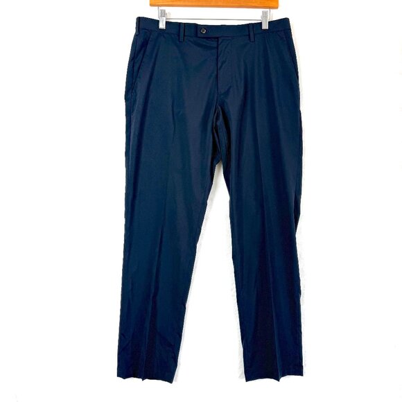 Uniqlo Straight Stretch Waist Trouser Dress Pants Mens 33 Navy Blue - Picture 1 of 8